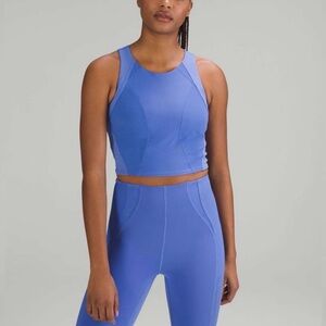 lululemon athletica meshed panelled training tank color wild indigo